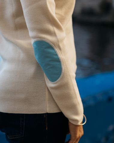 Pull Marin en laine Mérinos pour Femme avec coudières en voile 100