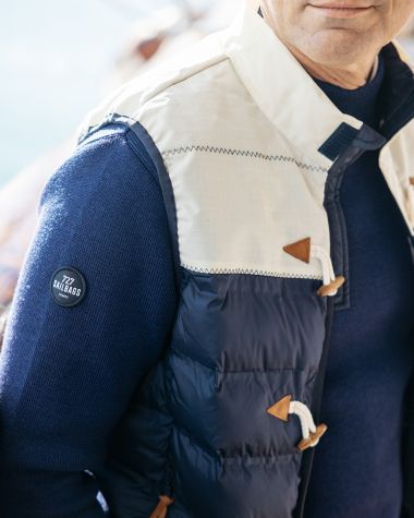 Doudoune homme sans manches Belem · Bleu marine et blanc recyclé