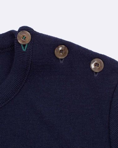Marine-Pullover für Damen aus Merinowolle · Marineblau und türkis blau