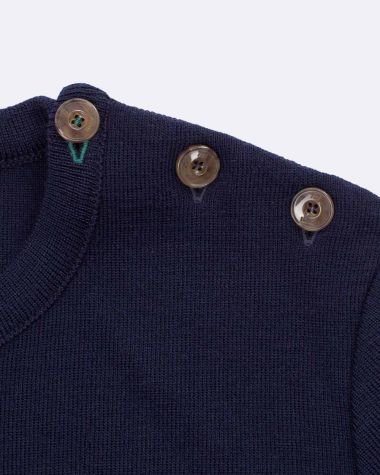 Pull marin Femme Laine Mérinos · Marine et bleu gwada