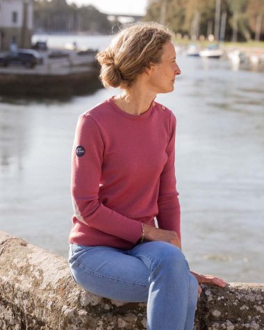 Women's sailor sweater Merino Wool · Old pink