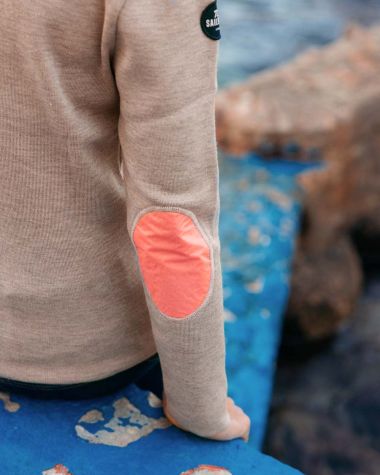 Pull marin Femme Laine Mérinos · Lin chiné et rose