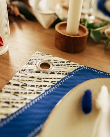 6 Placemats - Blue and grey