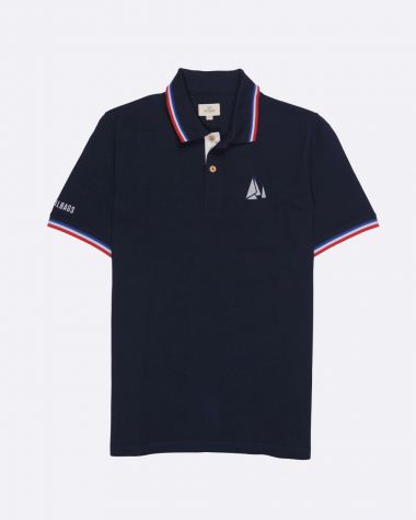 Herren-Poloshirt · Marineblau dreifarbig