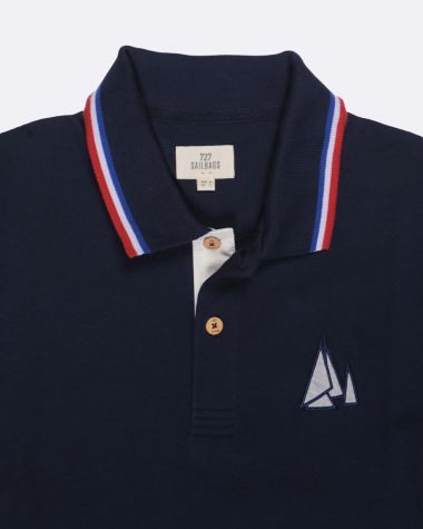 Herren-Poloshirt · Marineblau dreifarbig