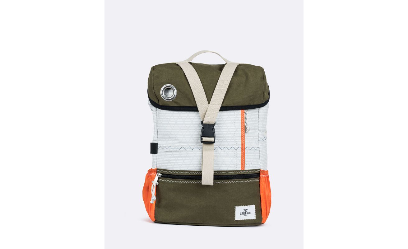 Sacoche v?�lo - Sac ?� dos Biky ?� Kaki et orange recycl?� | 727 Sailbags