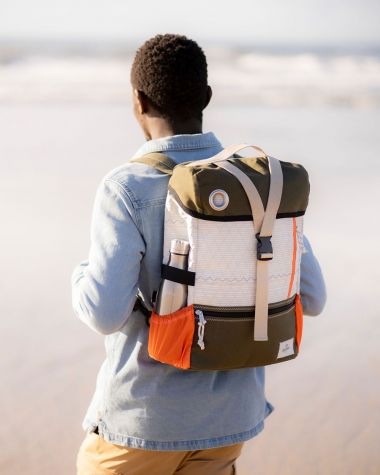 Biky Pannier backpack convertible · Khaki and orange