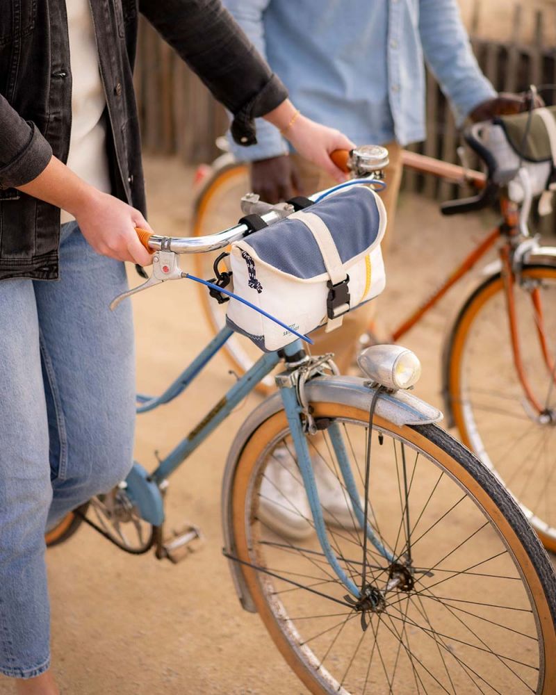 Scooty Handlebar cross-body bag convertible · Navy blue and yellow