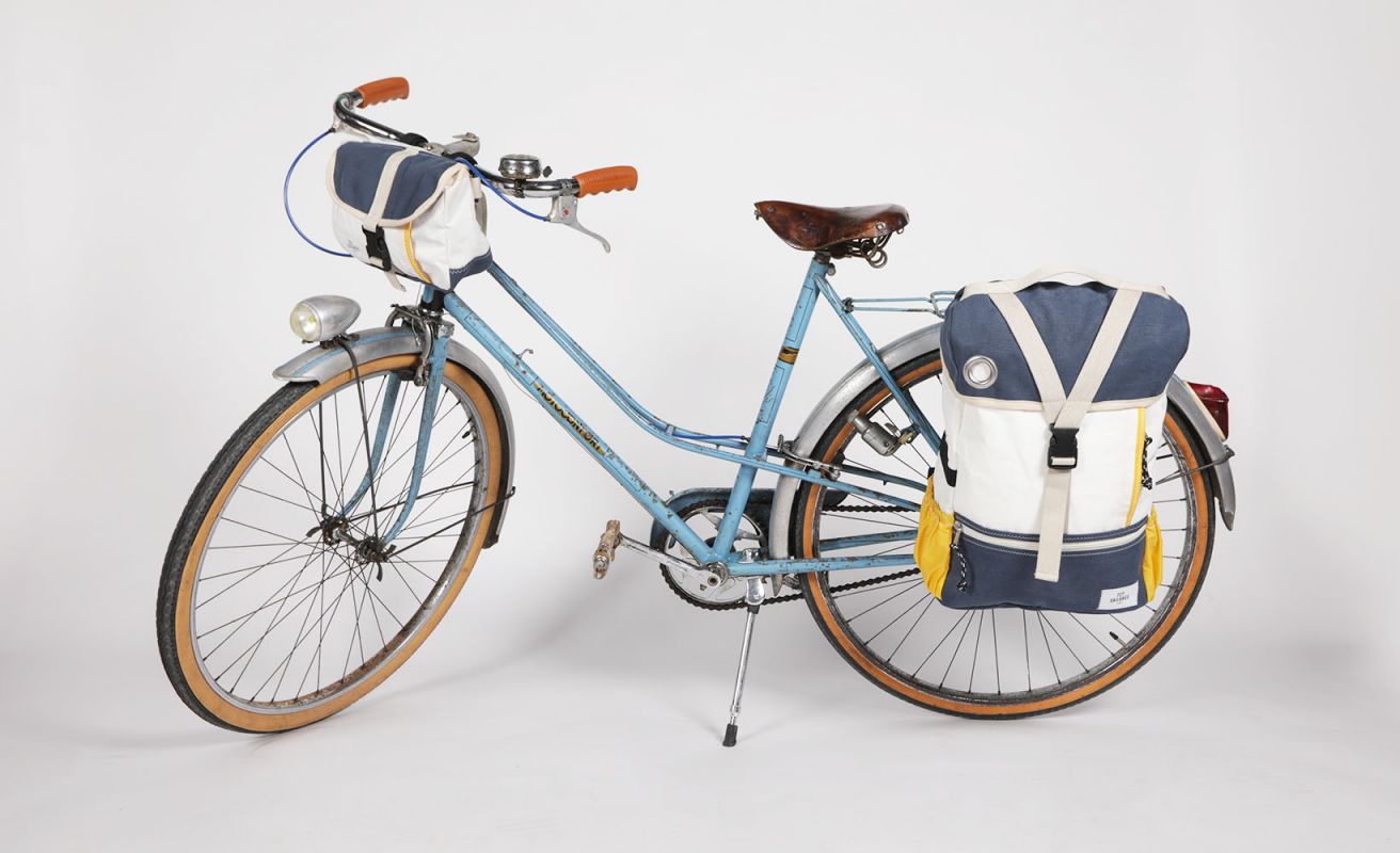 Set Biky Pannier backpack & Scooty Handlebar cross-body bag · Navy blue and yellow