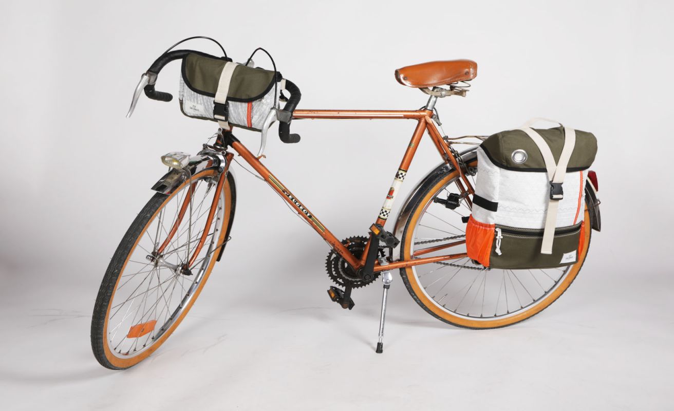 Duo-Pack : Fahrradtasche - Rucksack Biky &  Lenkertasche Scooty · Khaki und orange