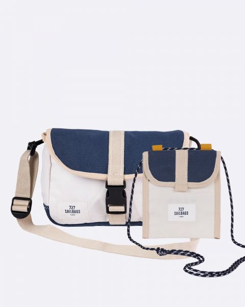 Pack Duo : Sacoche guidon Scooty et Pochette Skate · Bleu marine et jaune