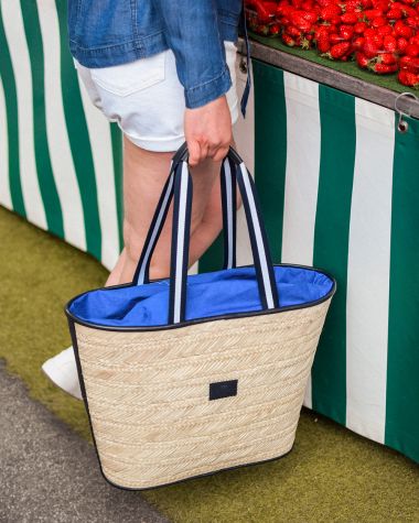 Woven basket Pénélope · Navy blue