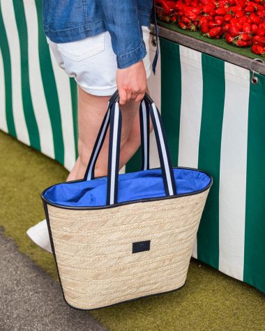 Woven basket Pénélope · Navy blue 