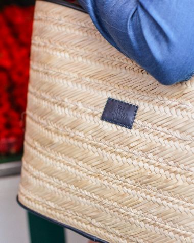 Woven basket Pénélope · Navy blue