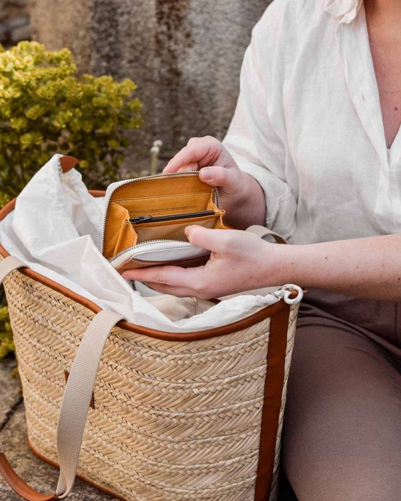 Portefeuille Femme "le Compact" · Cuir camel