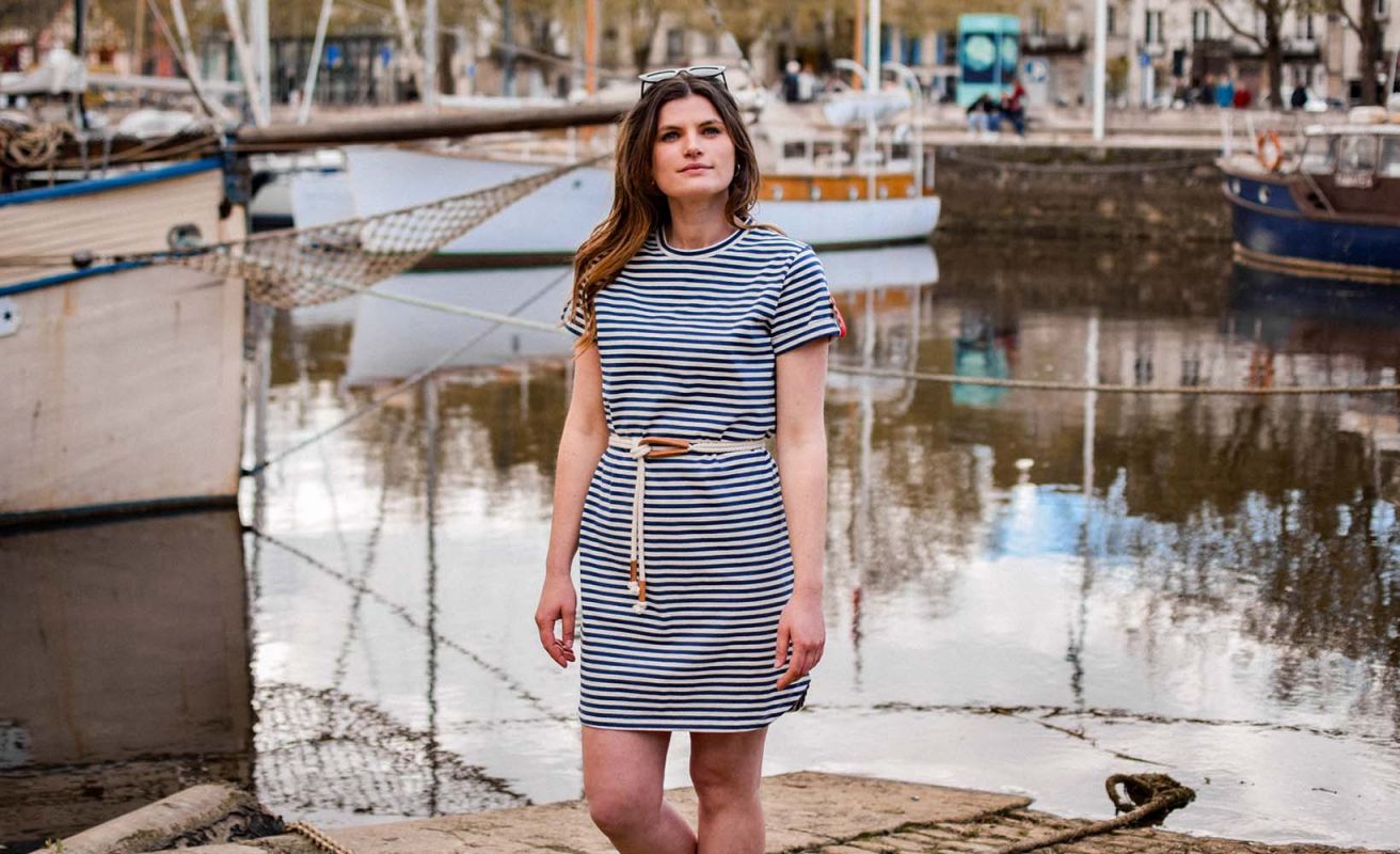 Palma Breton Striped Dress · Navy blue
