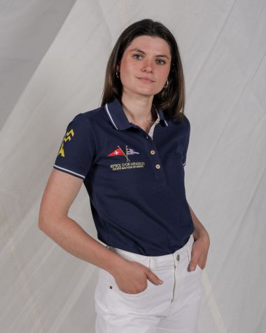 Limited Edition Women's polo shirt navy blue · Bol d'Or Mirabaud 2024 · VAT will be deducted for orders from Switzerland