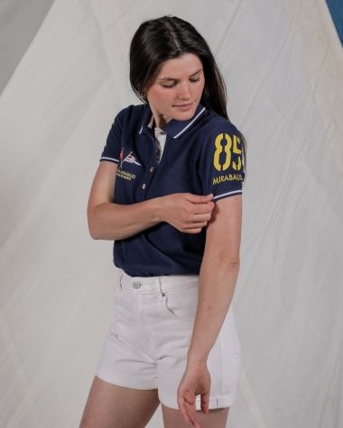 Limited Edition Women's polo shirt navy blue · Bol d'Or Mirabaud 2024 · VAT will be deducted for orders from Switzerland