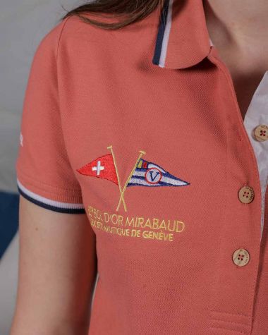 Women's short sleeved polo Coral · Bol d'Or Mirabaud 2024 · VAT will be deducted for orders from Switzerland