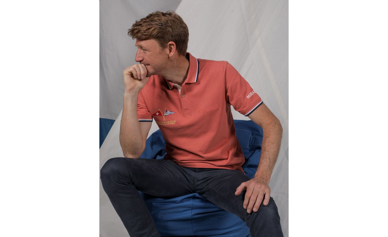 Herren-Poloshirt kurzärmel korallenrot · Bol d'Or Mirabaud 2024