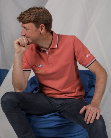 Herren-Poloshirt kurzärmel korallenrot · Bol d'Or Mirabaud 2024