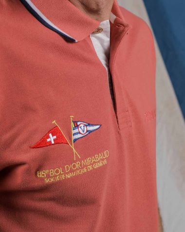 Men's short sleeved polo Coral · Bol d'Or Mirabaud 2024 · VAT will be deducted for orders from Switzerland