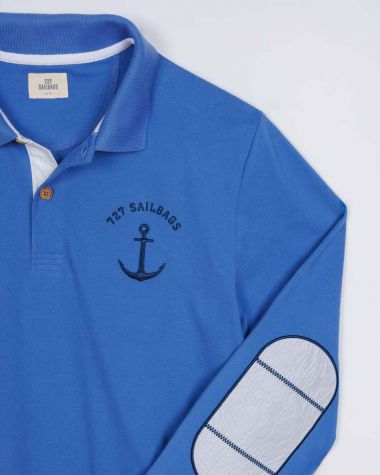 Polo manches longues Homme· Bleu Océan