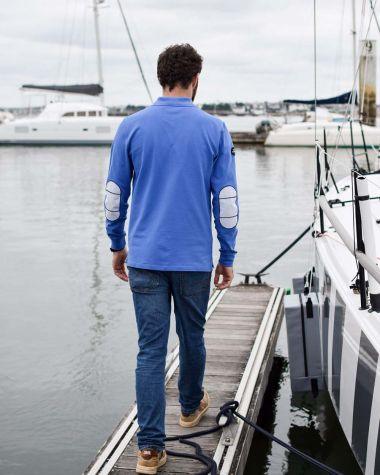 Polo manches longues Homme· Bleu Océan