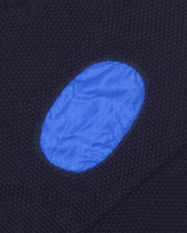 Newfoundland stand-up collar sweater · Navy blue merino wool