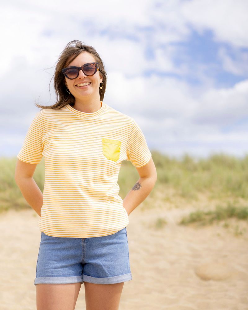T-Shirt Calvi Femme · Jaune et écru