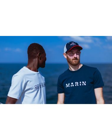Kappe 727 · Marineblau und rot