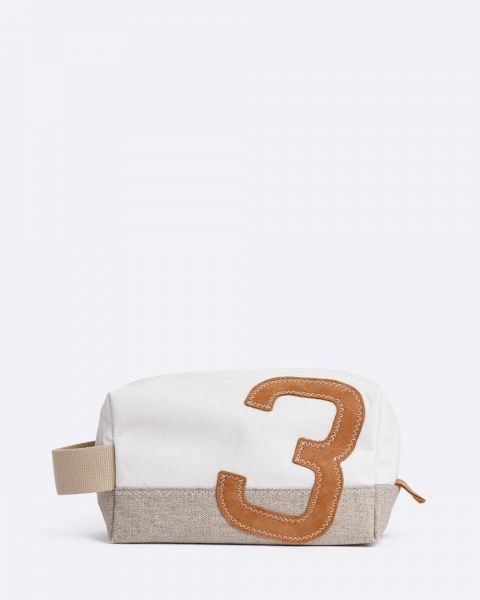Trousse de toilette Windy· Lin et cuir ambre
