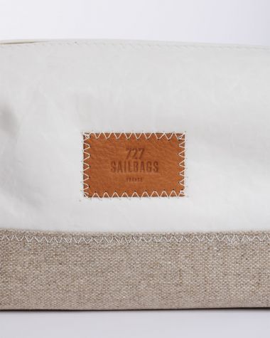 Trousse de toilette Windy· Lin et cuir ambre