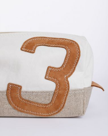 Trousse de toilette Windy· Lin et cuir ambre