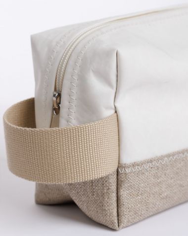 Trousse de toilette Windy· Lin et cuir ambre