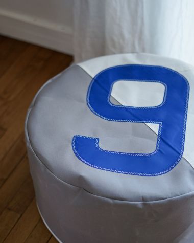 Pouf Solo ⌀54 · Gris et Bleu