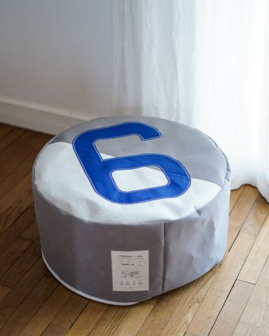 Pouf Solo ⌀54 · Gris et Bleu
