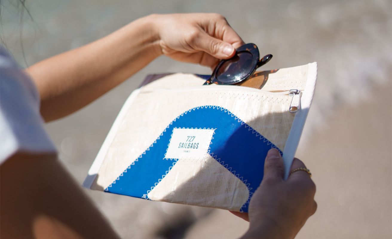 Pochette zippée · Jaune et bleu