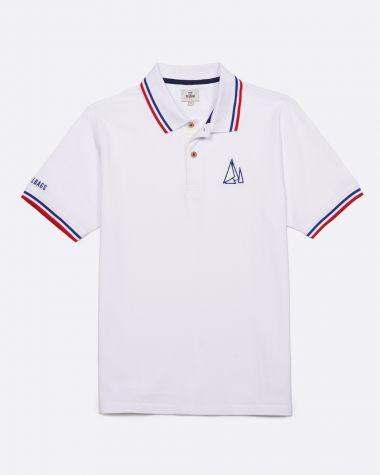Polo Homme · Blanc tricolore