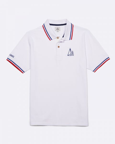 Polo Homme · Blanc tricolore