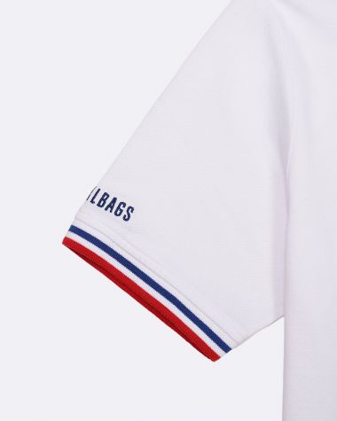 Polo Homme · Blanc tricolore