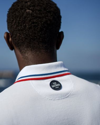 Short-sleeved Men Polo shirt· White tricolour