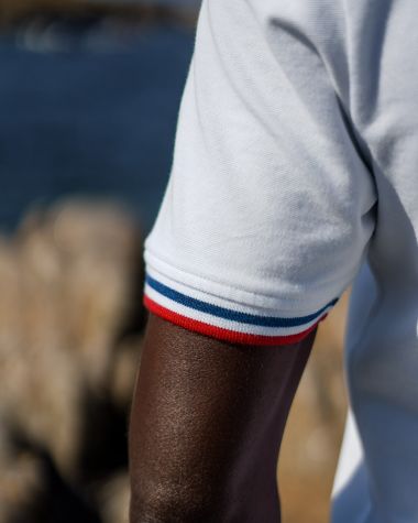 Short-sleeved Men Polo shirt· White tricolour
