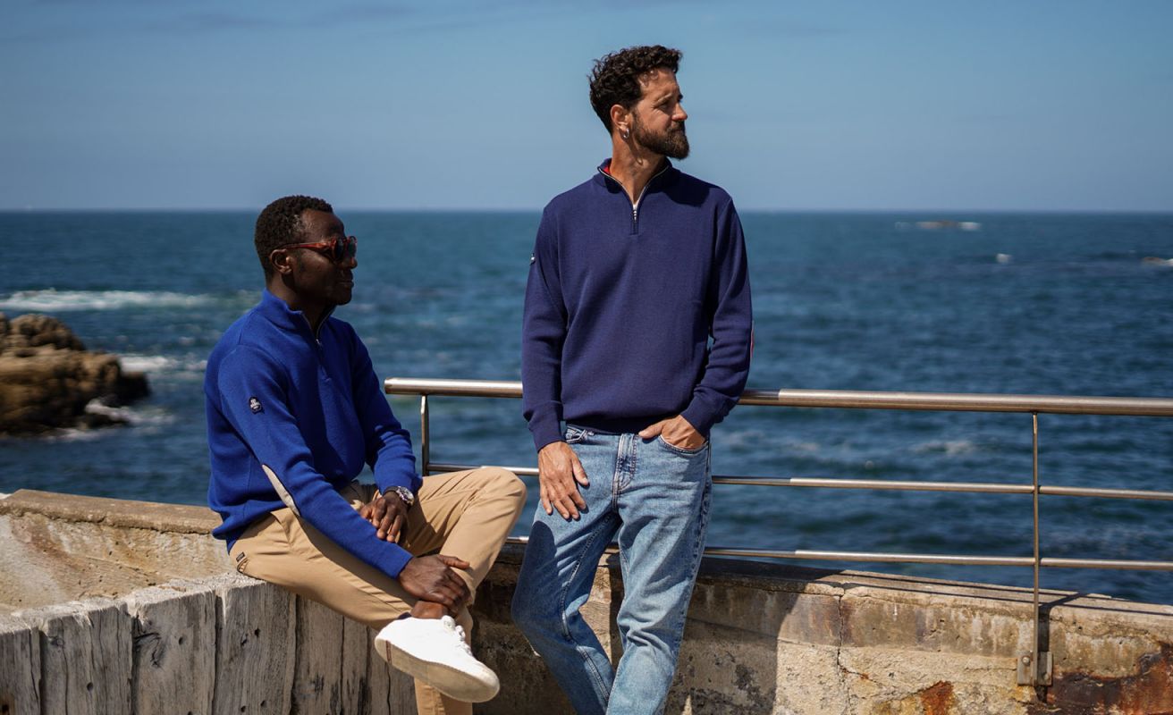 Men's Club House Half-Zip Mock Neck Sweater · Navy Blue