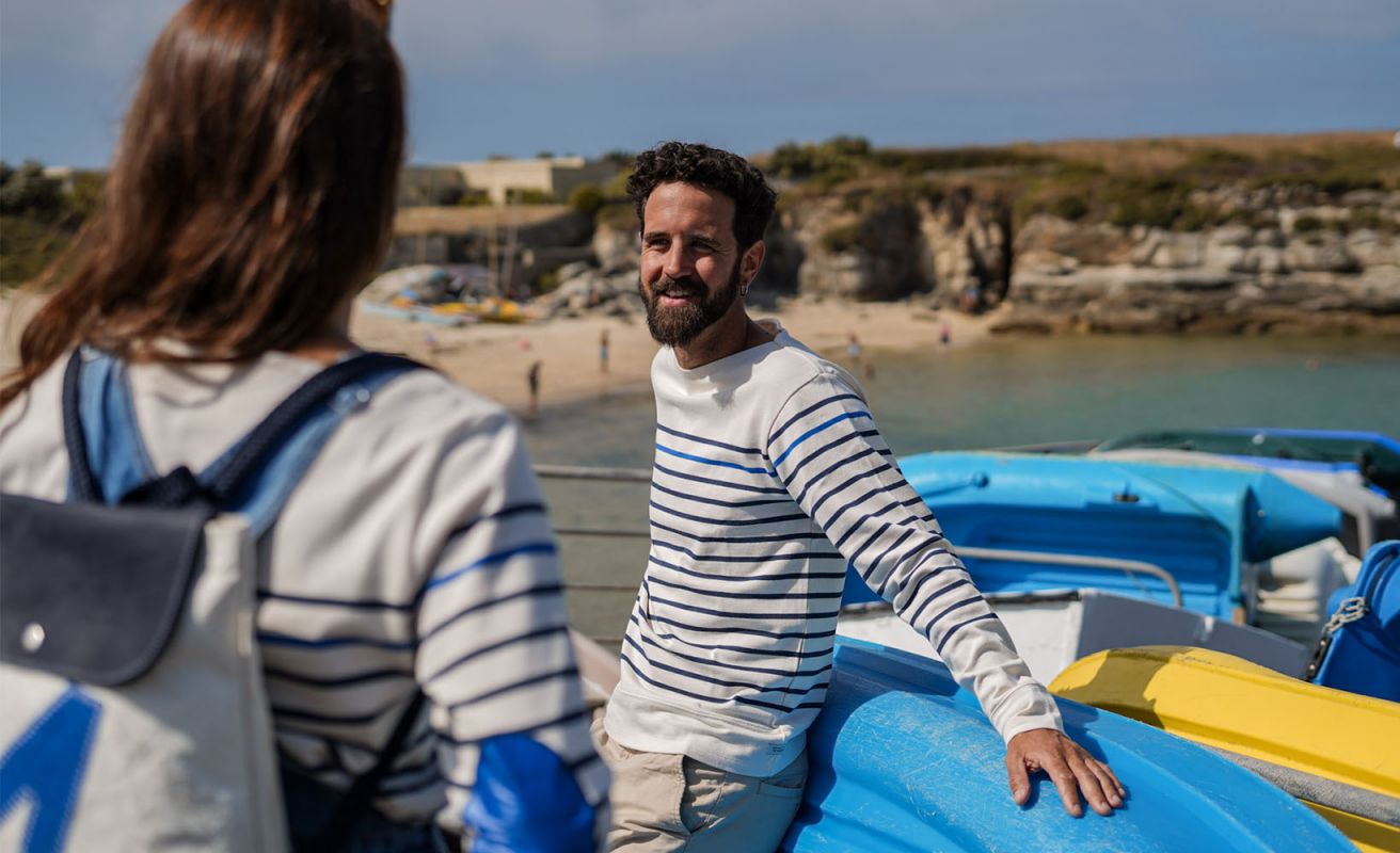 Marinière Midship Homme · Écru et bleu
