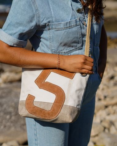 Sac bandoulière Rivage · Lin et cuir