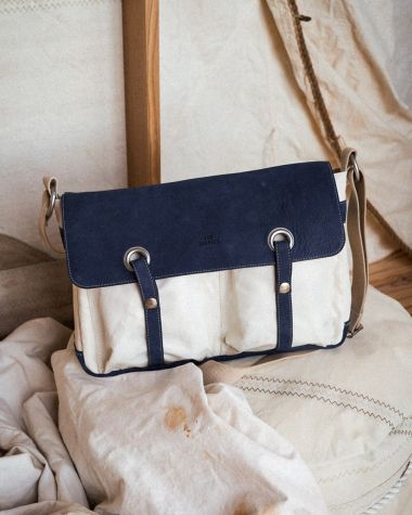 Besace Baltimore "Les Grands Classiques" · Cuir bleu marine