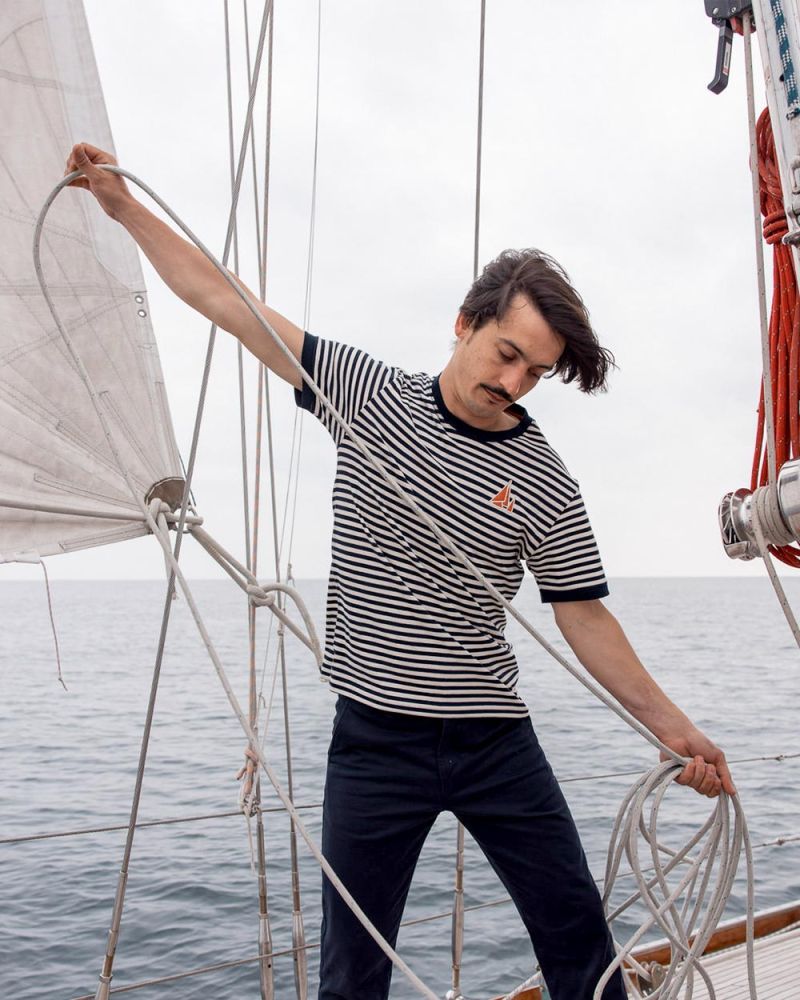 T-Shirt Marinière Nantucket · Écru et noir