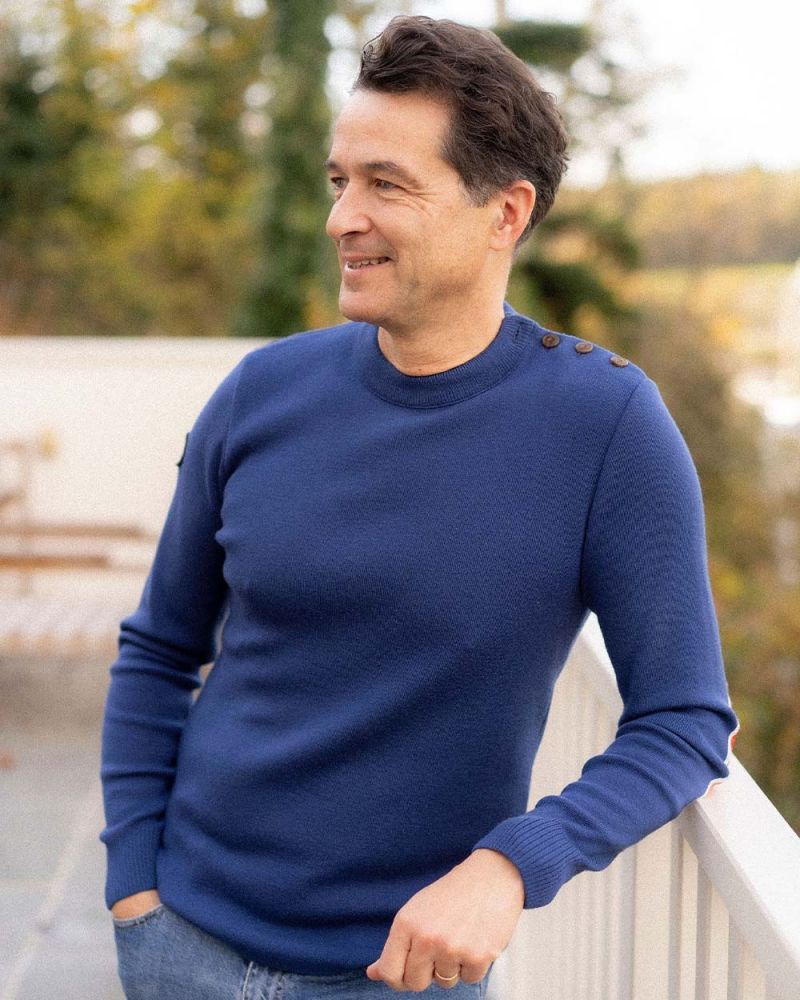 Men's Sailor Sweater · Merino Wool Nautical Blue