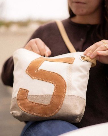 Sac bandoulière Rivage · Lin et cuir